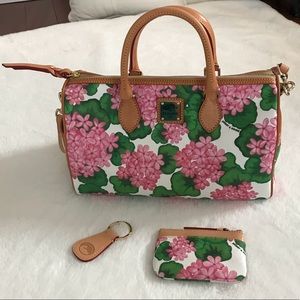 Dooney & Bourke Hydrangea Satchel Key Wallet EUC